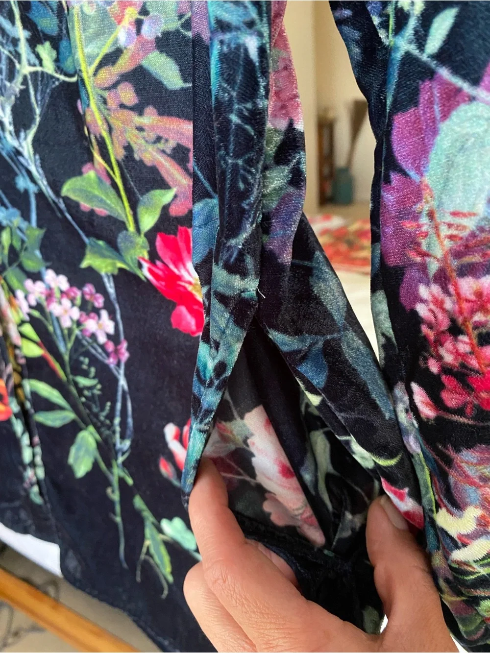 Soft Surroundings Navy Velvet Floral Shirt - Picture 4 of 11